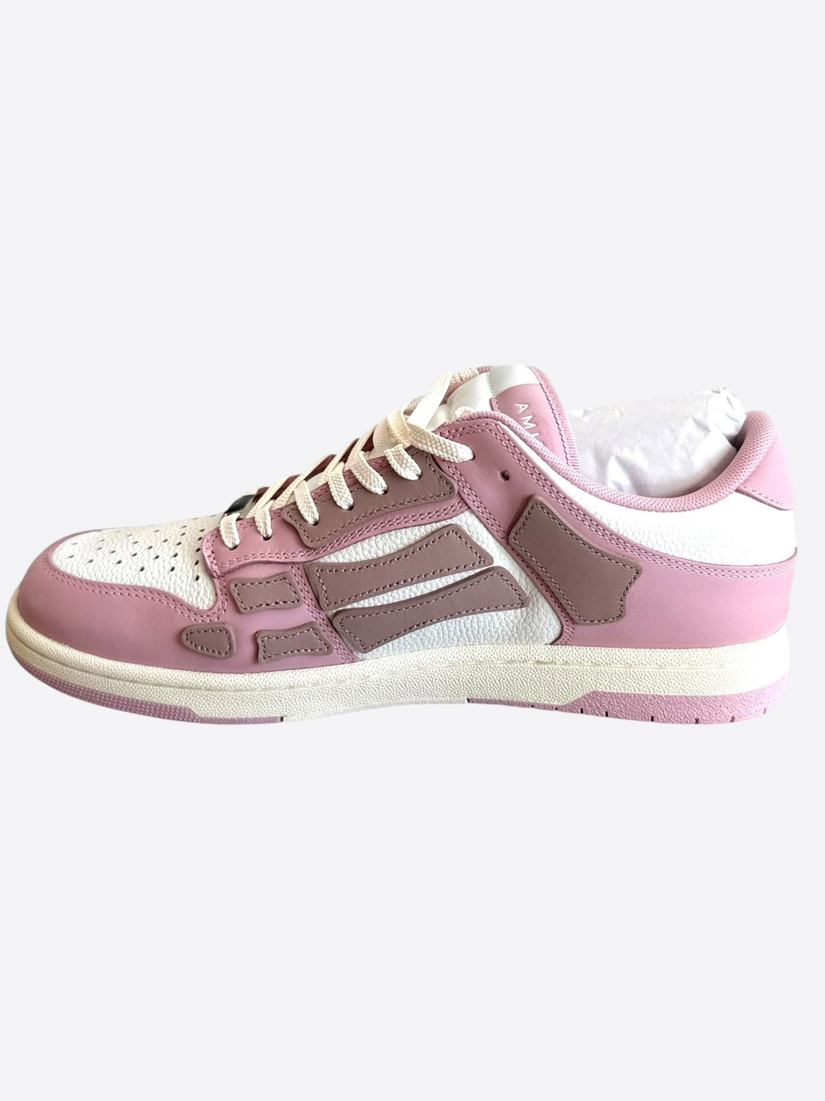 Amiri Pink & White Skeleton Low Top Sneakers