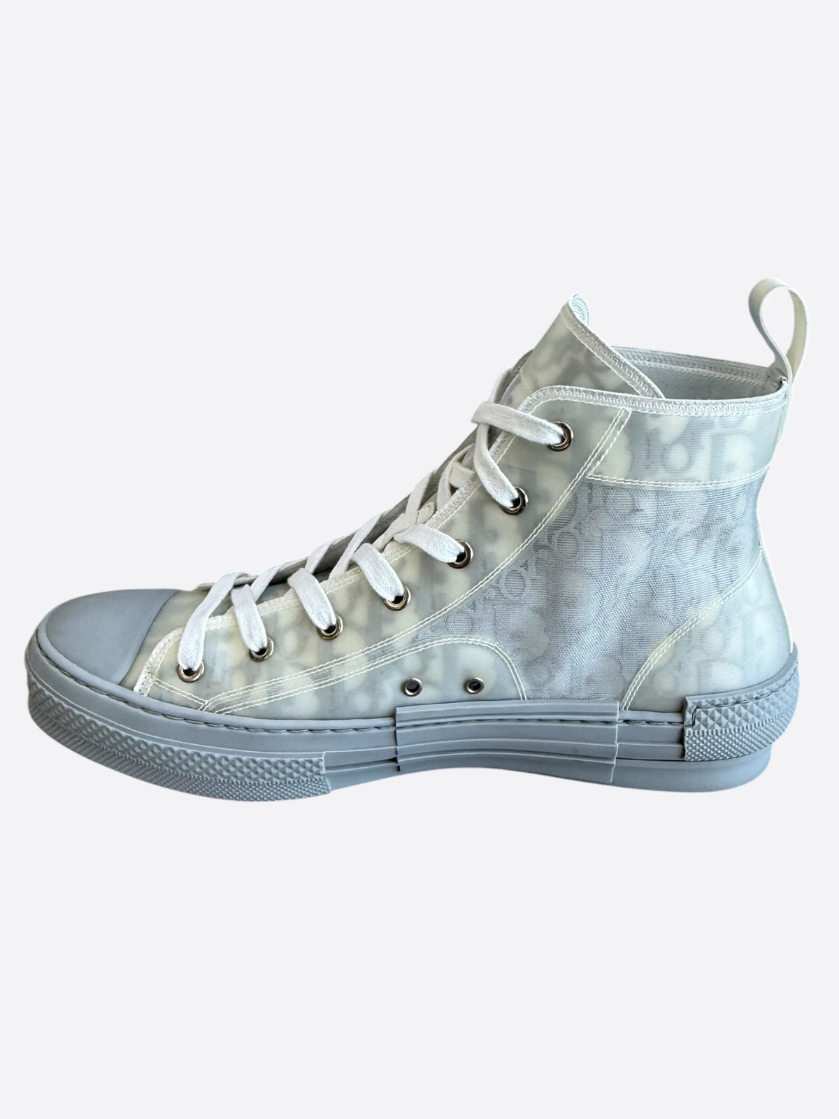 Dior Grey & White Oblique High Top B23 Sneakers