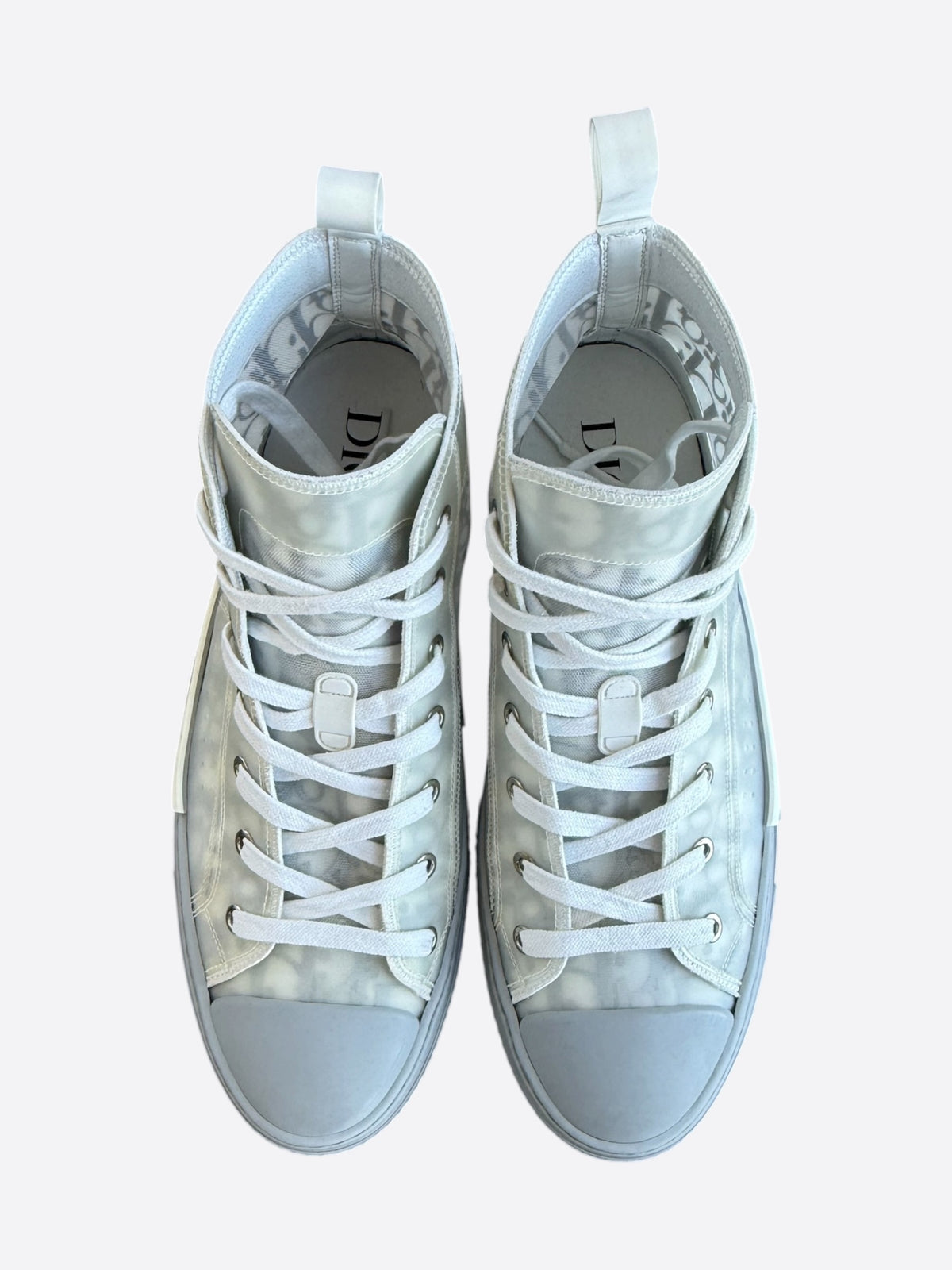 Dior Grey & White Oblique High Top B23 Sneakers