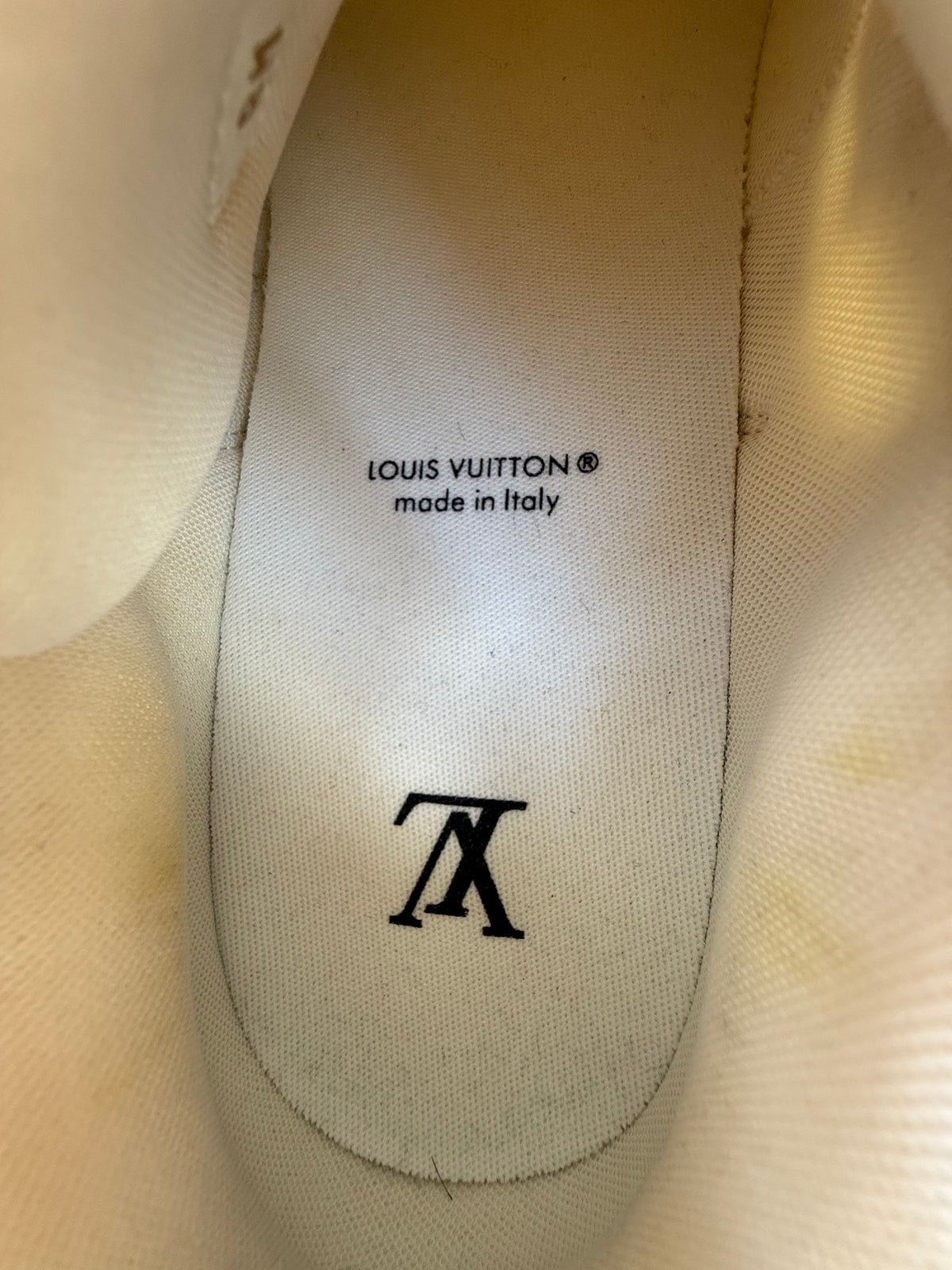 Louis Vuitton White & Blue Logo Run Away Sneakers