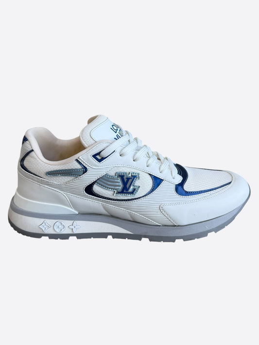 Louis Vuitton White & Blue Logo Run Away Sneakers