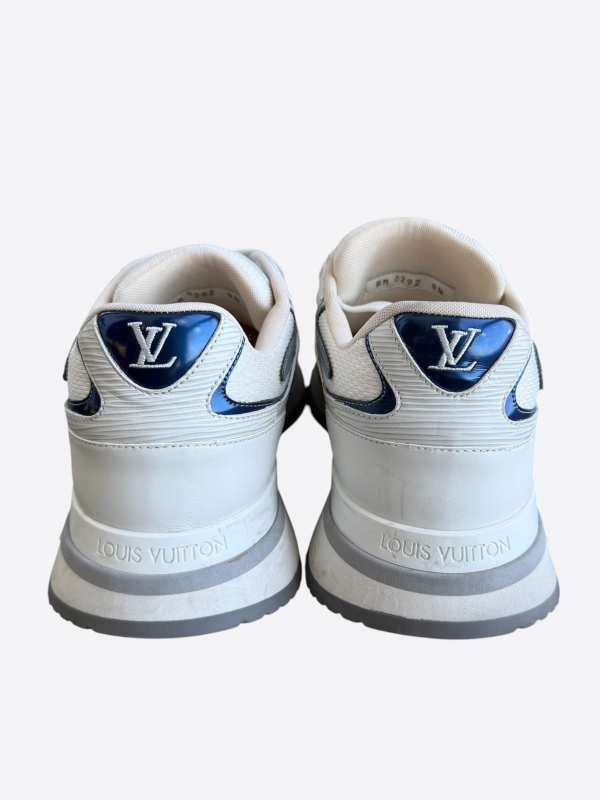Louis Vuitton White & Blue Logo Run Away Sneakers