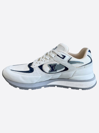 Louis Vuitton White & Blue Logo Run Away Sneakers