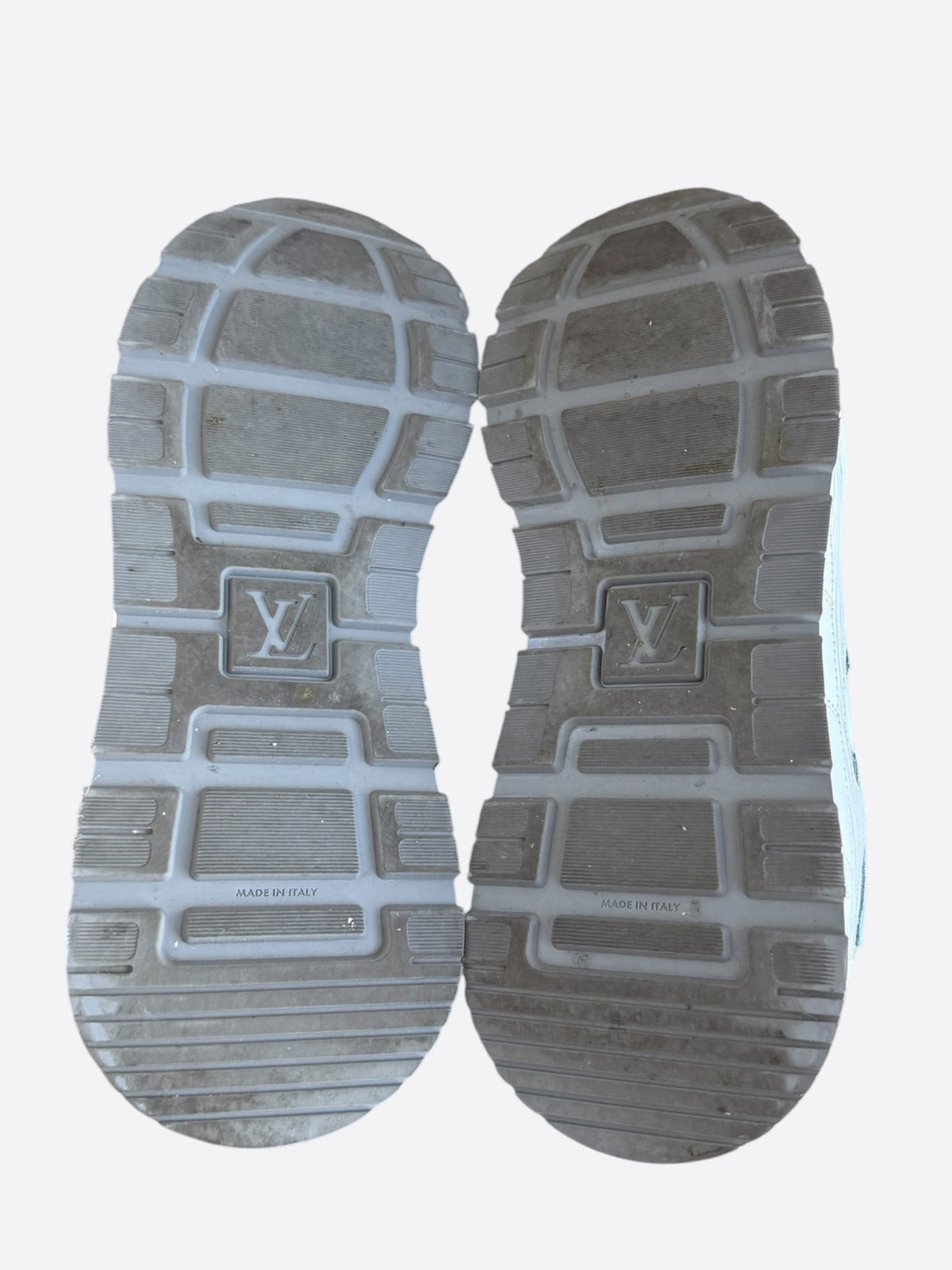 Louis Vuitton White & Blue Logo Run Away Sneakers