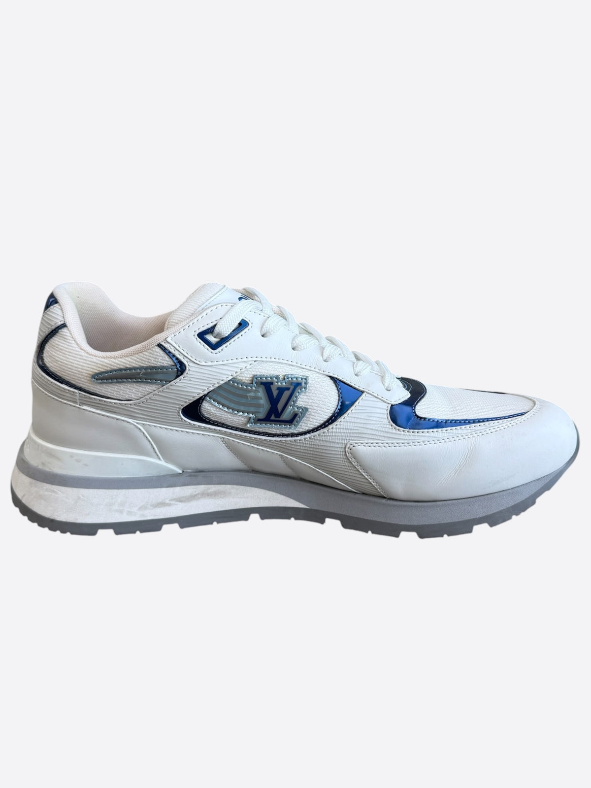Louis Vuitton White & Blue Logo Run Away Sneakers