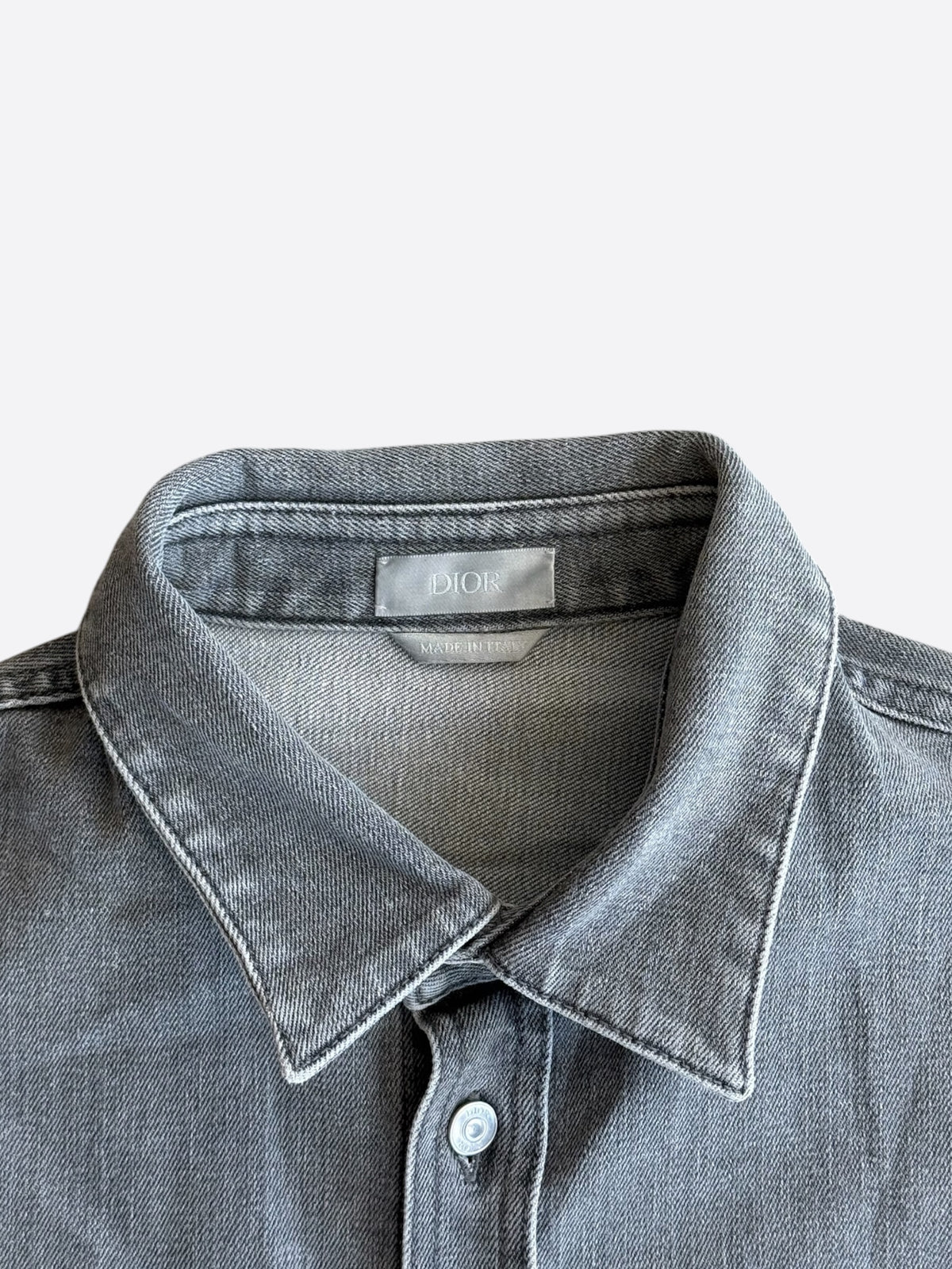 Dior Grey & Multicolor Patch Denim Button Up Shirt