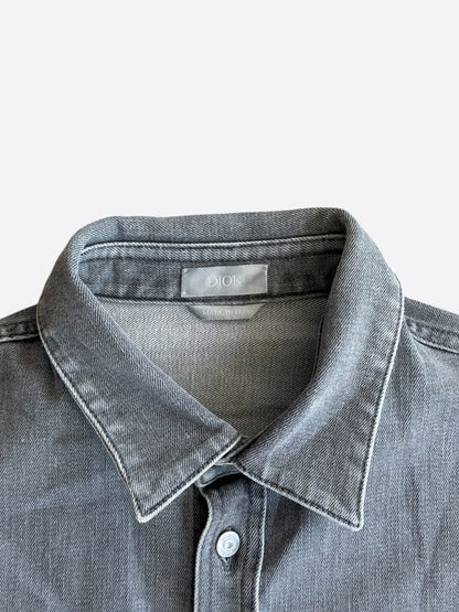 Dior Grey & Multicolor Patch Denim Button Up Shirt