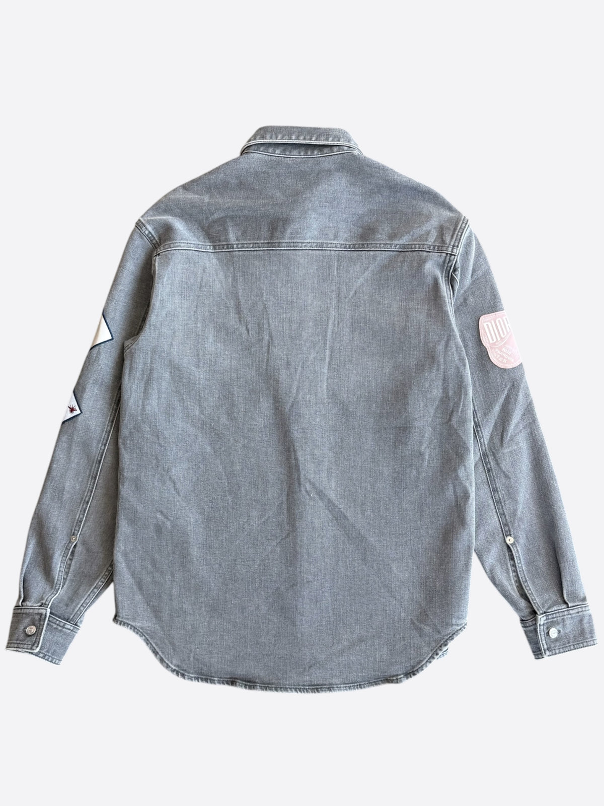Dior Grey & Multicolor Patch Denim Button Up Shirt