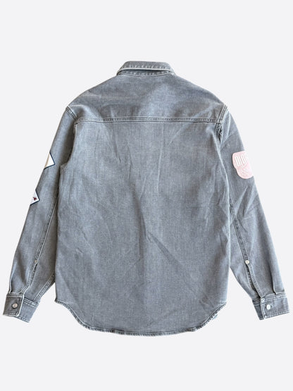 Dior Grey & Multicolor Patch Denim Button Up Shirt