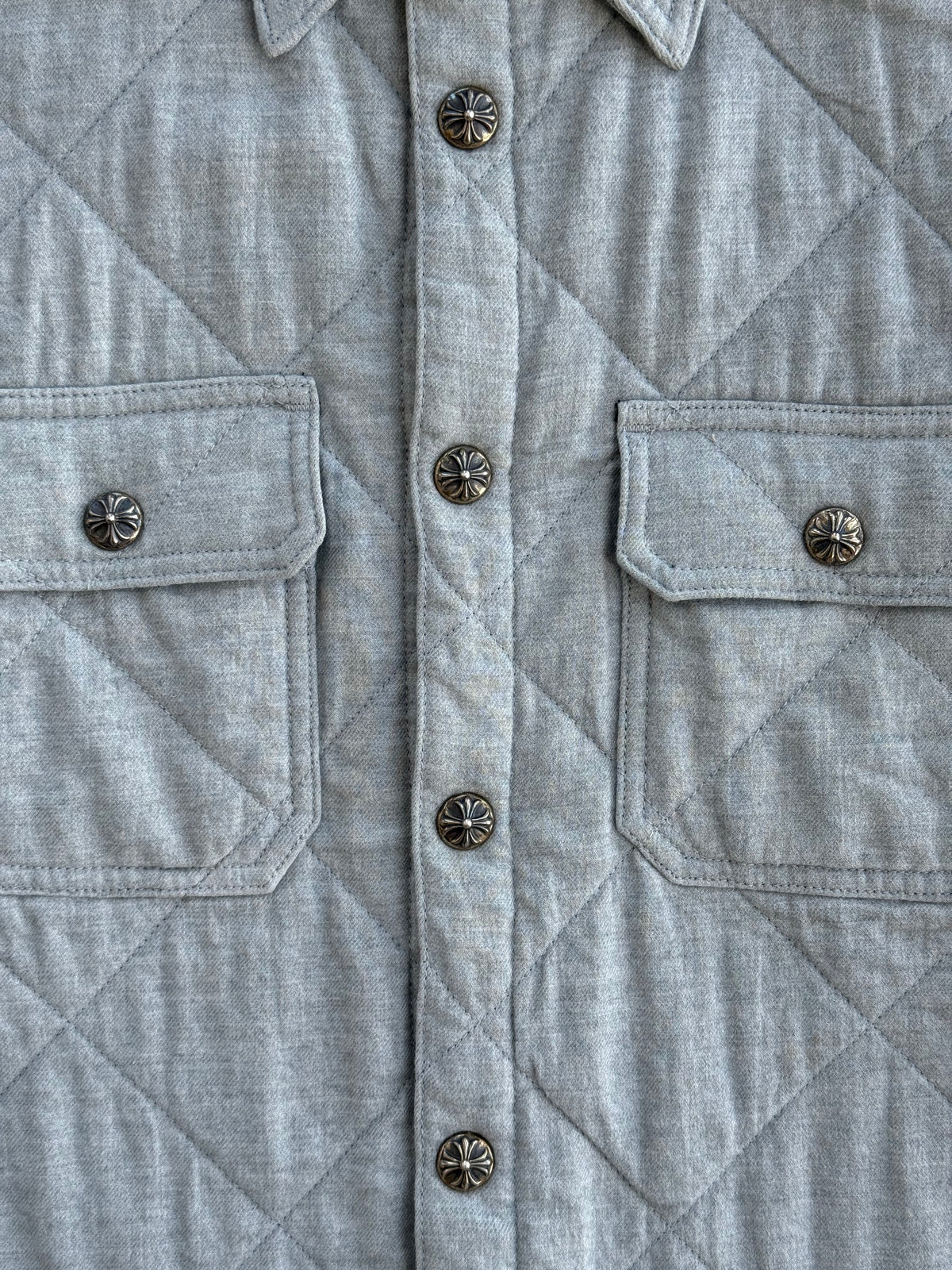 Chrome Hearts Grey Quilted Button Up Jacket