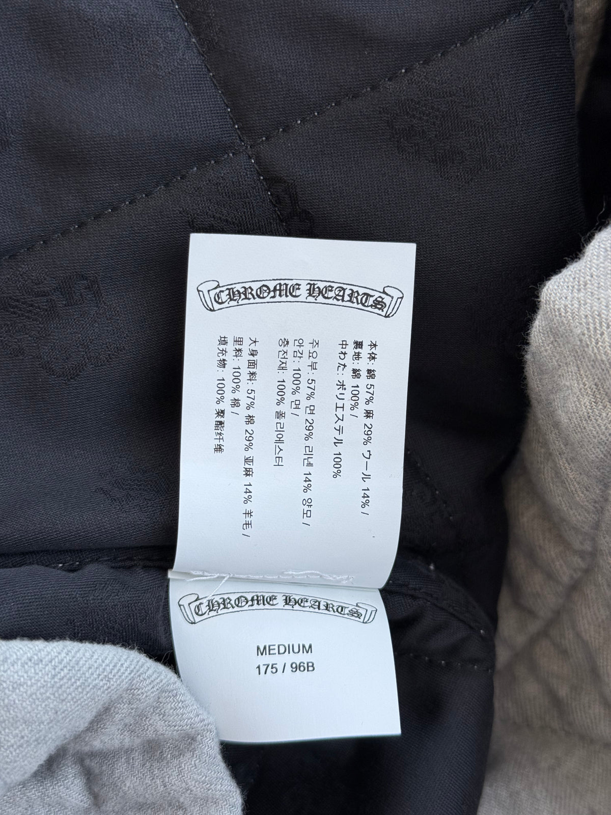 Chrome Hearts Grey Quilted Button Up Jacket