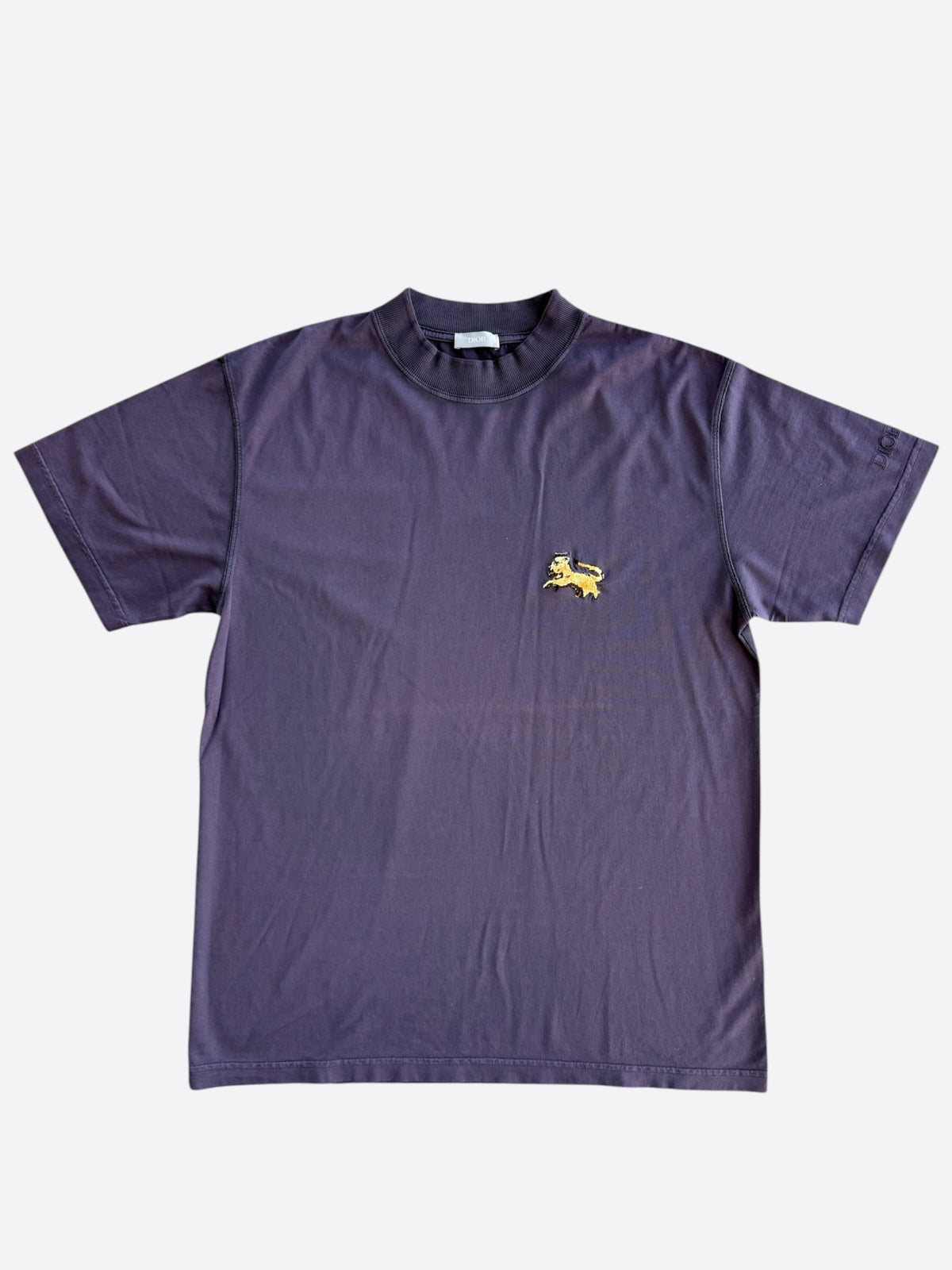 Dior Peter Doig Maroon Embroidered Lion Logo T-Shirt