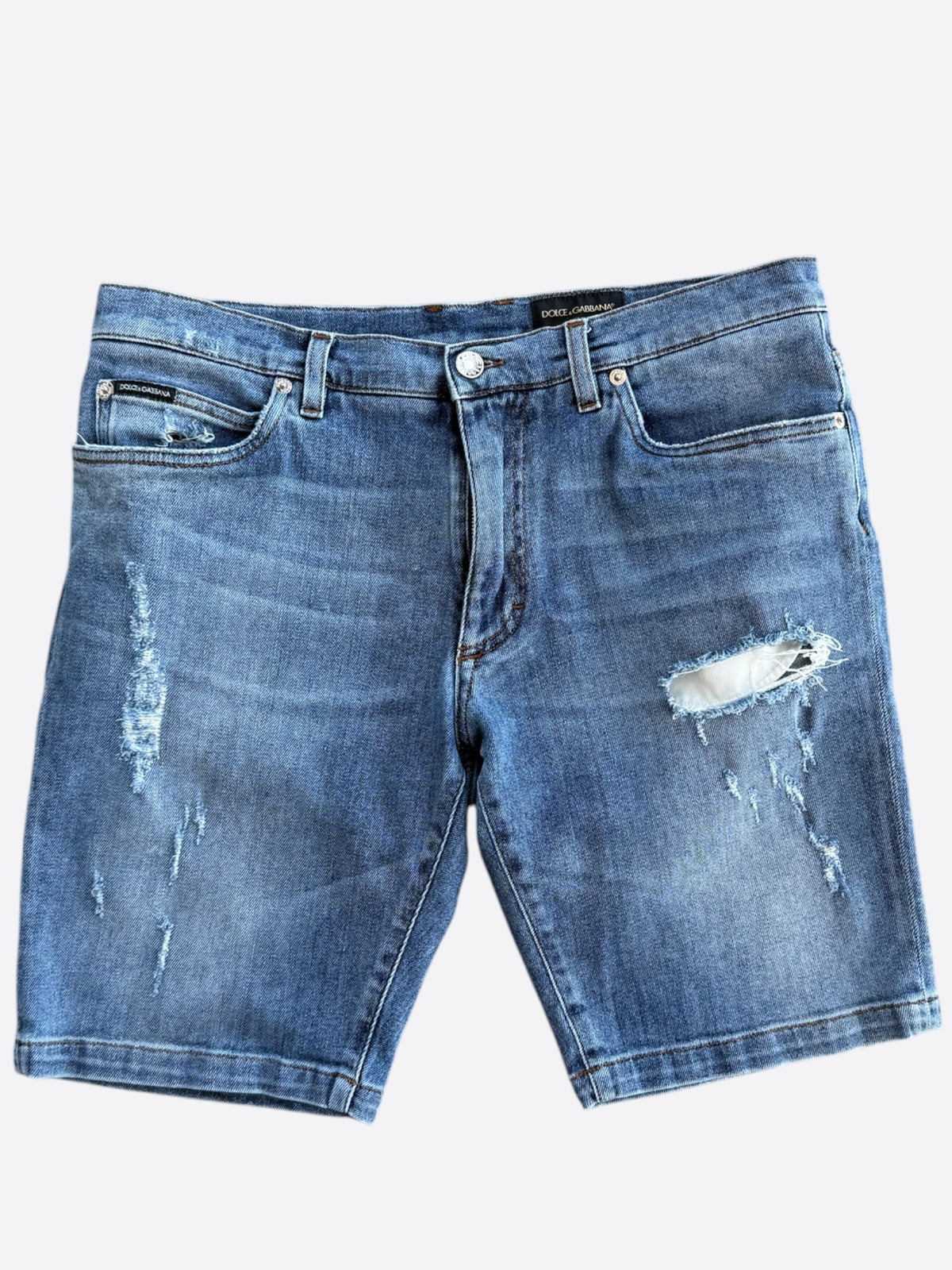Dolce & Gabbana Blue Distressed Denim Shorts