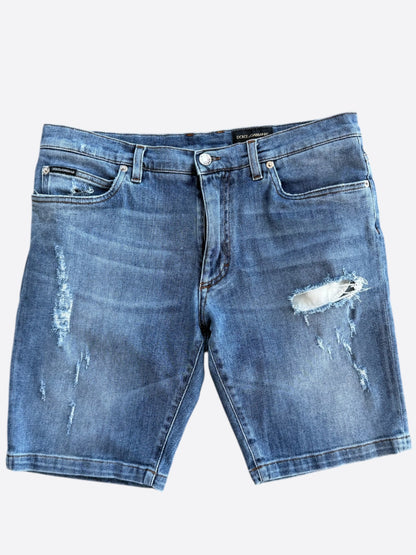 Dolce & Gabbana Blue Distressed Denim Shorts