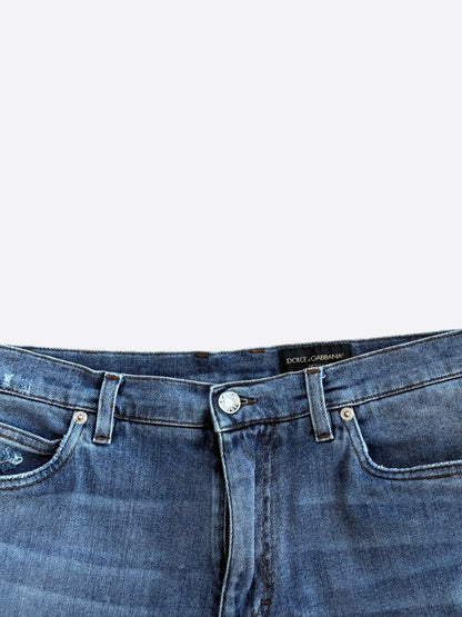 Dolce & Gabbana Blue Distressed Denim Shorts