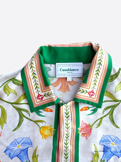 Casablanca White & Multicolor L'Arche Fleurie Silk Button Up Shirt