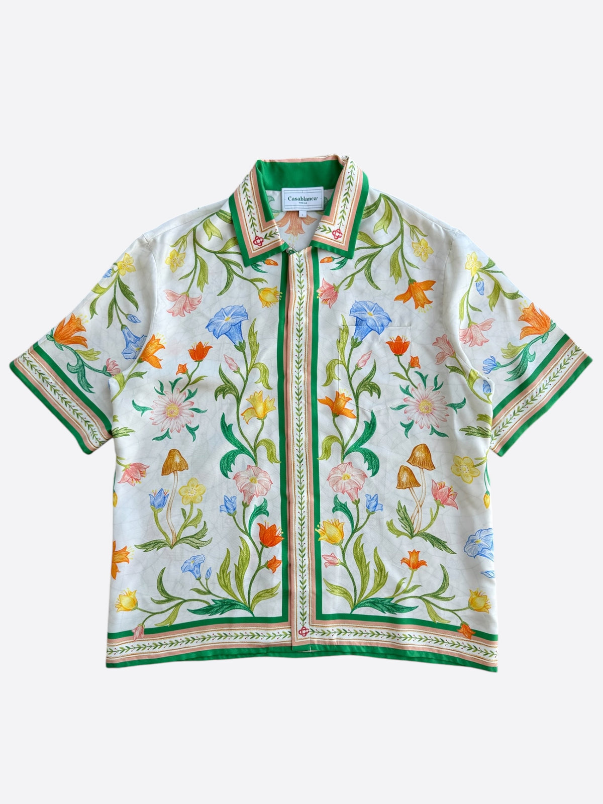 Casablanca White & Multicolor L'Arche Fleurie Silk Button Up Shirt
