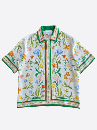 Casablanca White & Multicolor L'Arche Fleurie Silk Button Up Shirt