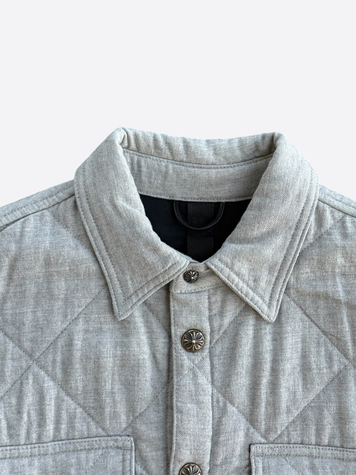 Chrome Hearts Grey Quilted Button Up Jacket