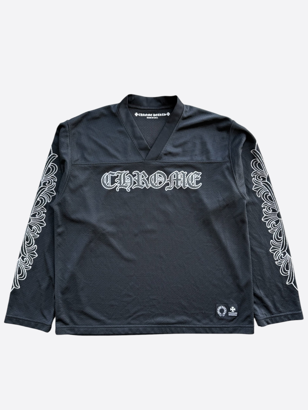 Chrome Hearts Black & White Floral Nylon Mesh Longsleeve Jersey