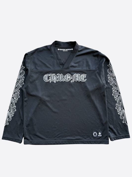 Chrome Hearts Black & White Floral Nylon Mesh Longsleeve Jersey