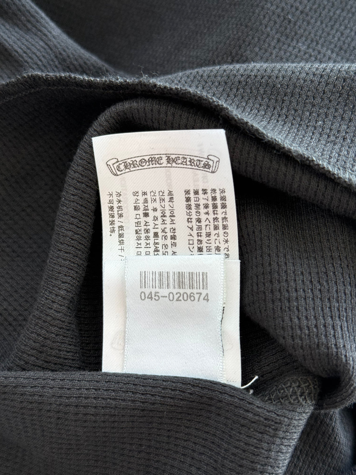 Chrome Hearts Black & White Script Logo Thermal Longsleeve T-Shirt