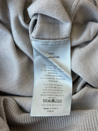 Dior Daniel Arsham Grey Eroded Logo Asymmetrical Wool Sweater