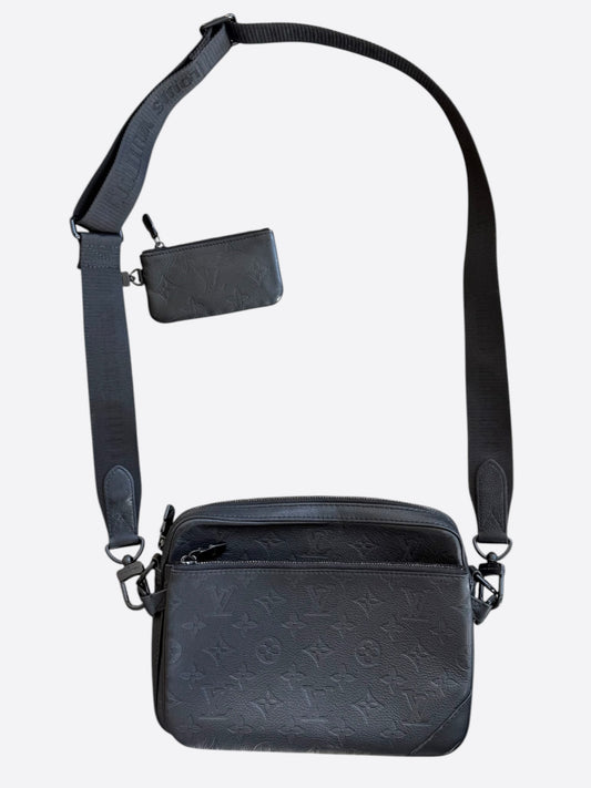 Louis Vuitton Black Shadow Monogram Trio Messenger