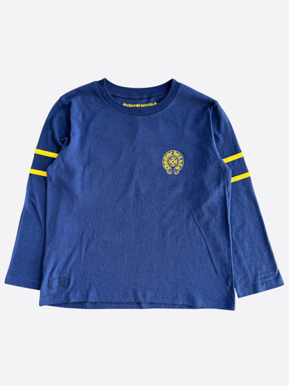 Chrome Hearts Blue & Yellow Horseshoe Logo Women's Longsleeve T-Shirt