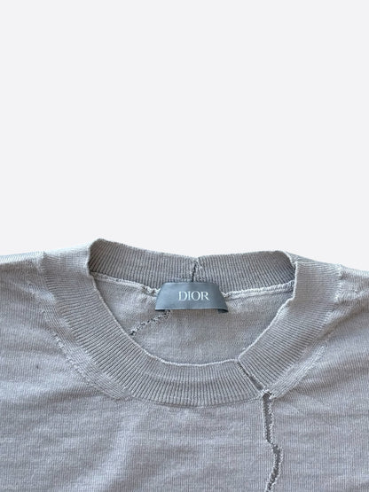 Dior Daniel Arsham Grey Eroded Logo Asymmetrical Wool Sweater