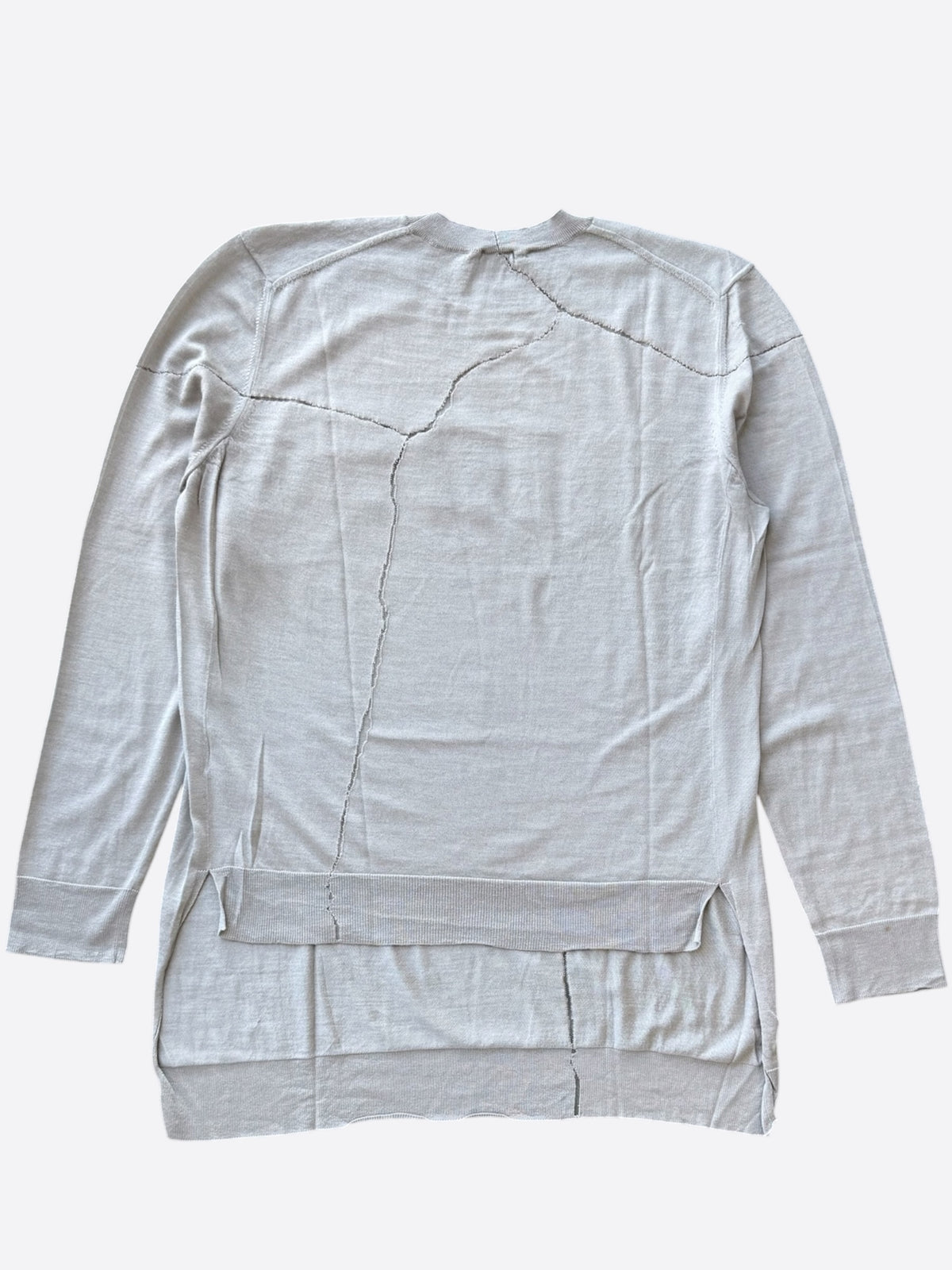Dior Daniel Arsham Grey Eroded Logo Asymmetrical Wool Sweater