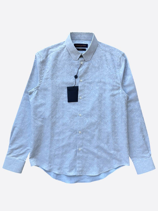 Louis Vuitton Blue Tapestry Monogram Button Up Shirt