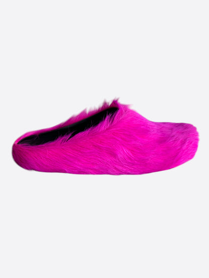 Marni Fuchsia Calfskin Fussbett Sabot Slides