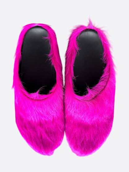 Marni Fuchsia Calfskin Fussbett Sabot Slides