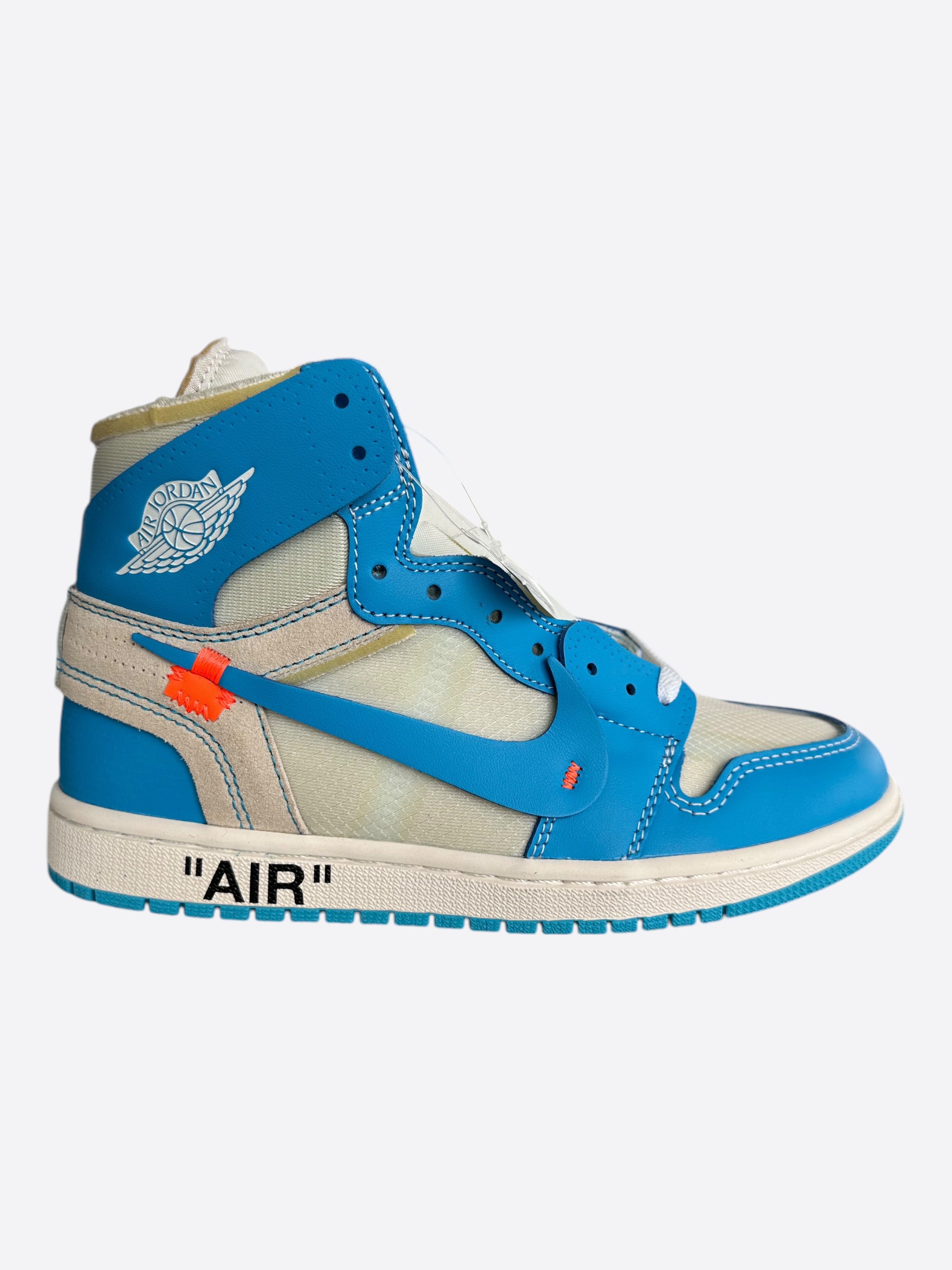 Nike Off White Blue UNC Jordan 1 Hightop Sneakers Savonches