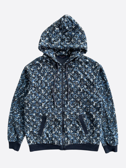 Louis Vuitton Blue Pointillism Monogram Zip Up Hoodie