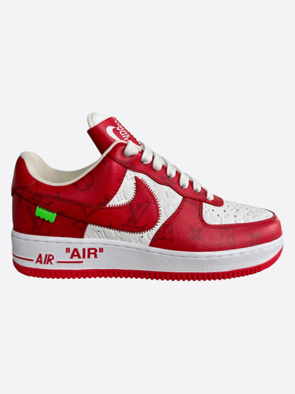 Louis Vuitton Nike Red & White Monogram Air Force 1