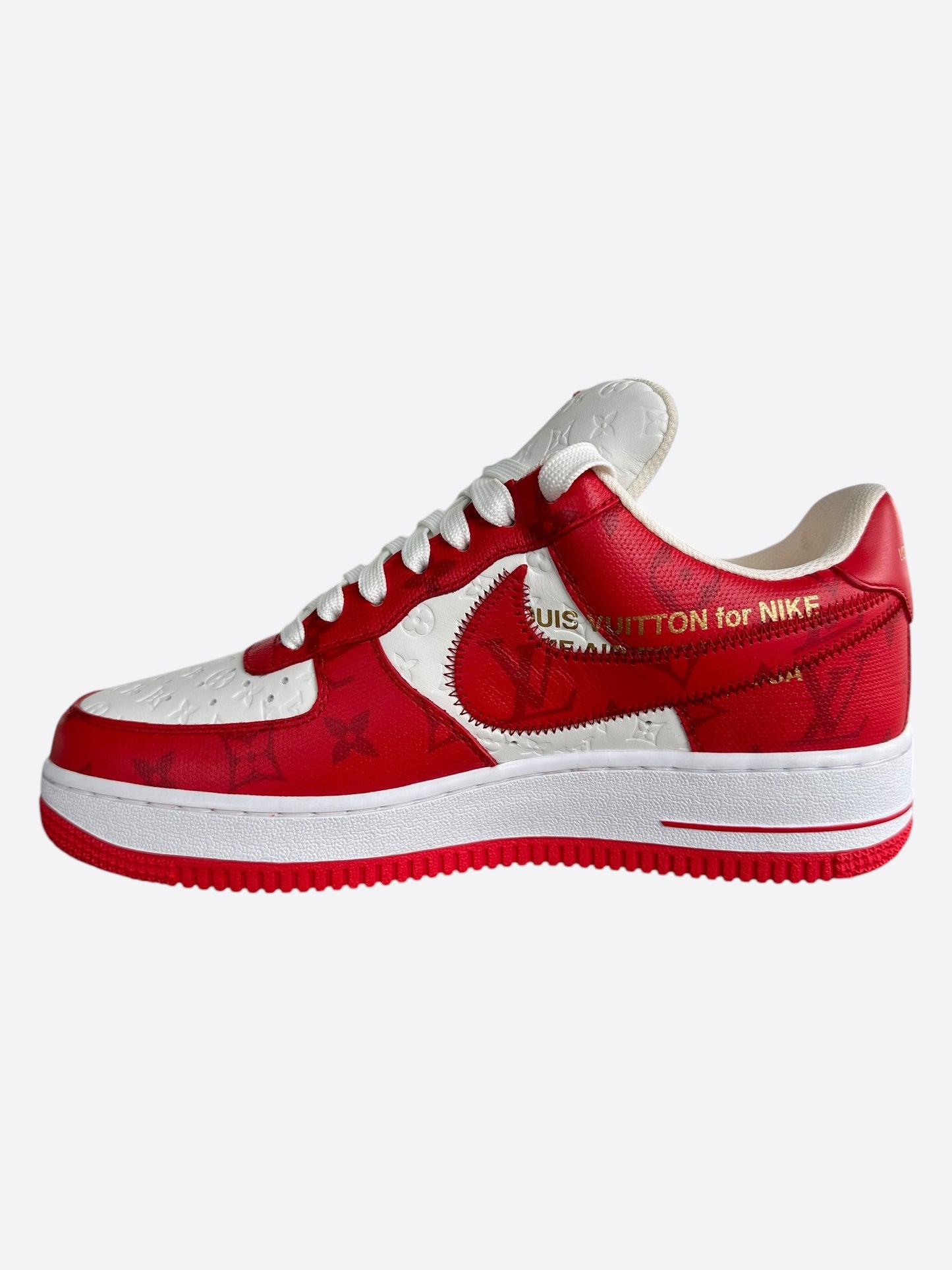 Louis Vuitton Nike Red & White Monogram Air Force 1