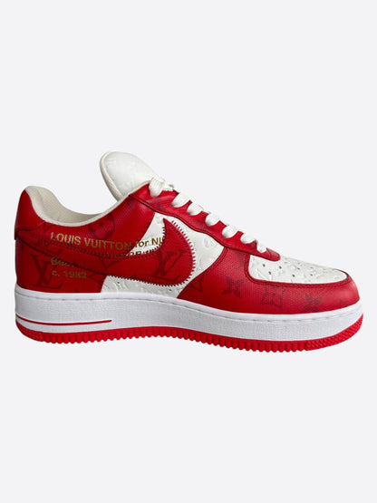 Louis Vuitton Nike Red & White Monogram Air Force 1