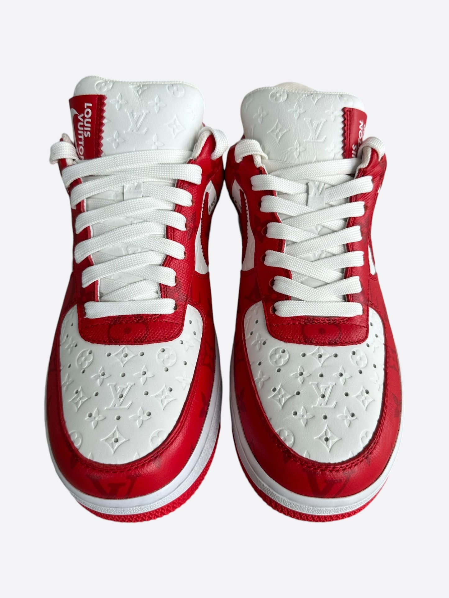 Louis Vuitton Nike Red & White Monogram Air Force 1