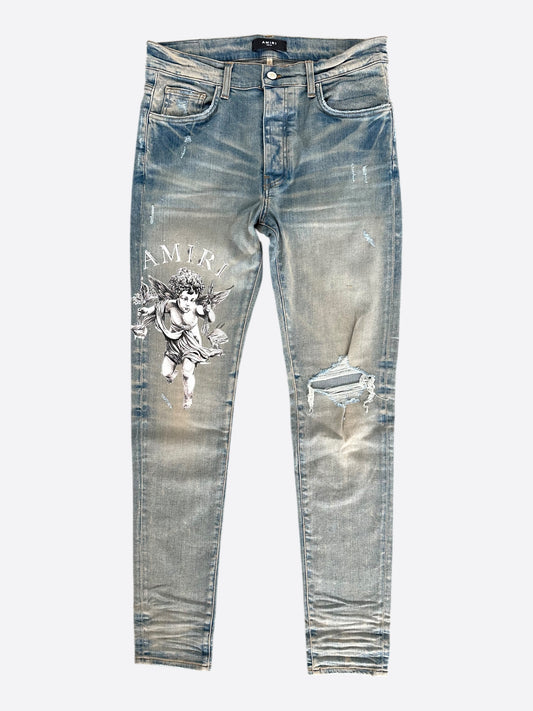 Amiri Clay Indigo Cherub Logo Jeans