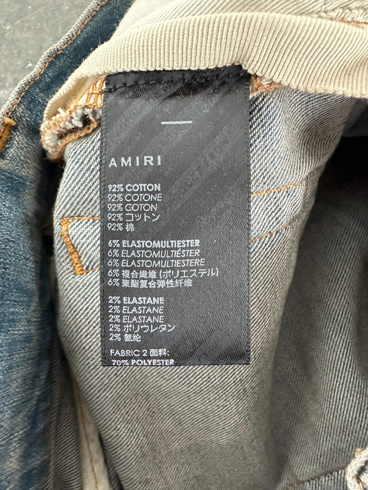 Amiri Clay Indigo & Red Patch MX1 Jeans