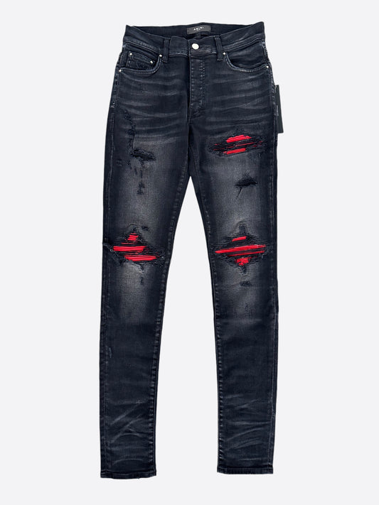 Amiri Aged Black & Red Patch MX1 Jeans