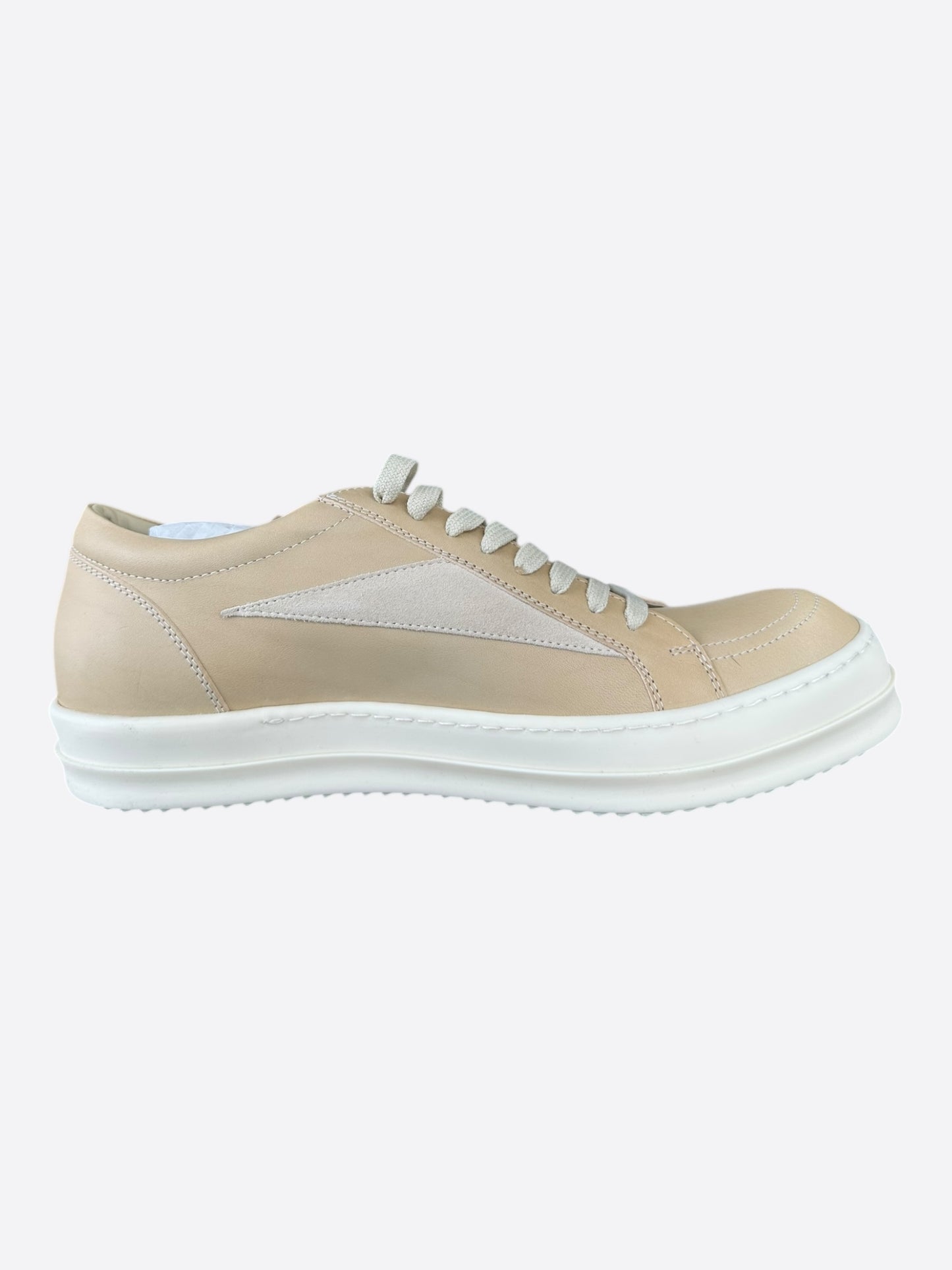 Rick Owens Beige Leather Vintage Low Top Sneakers