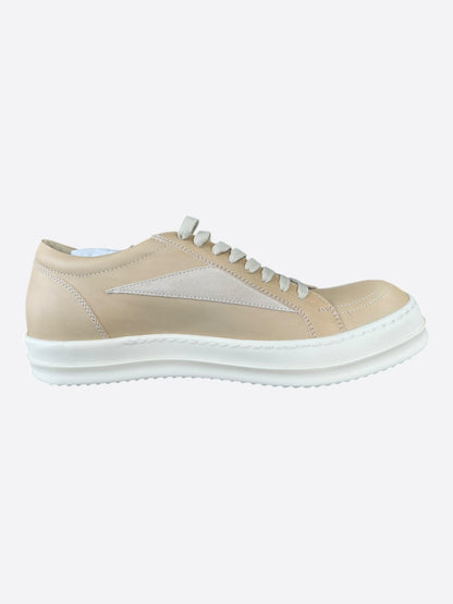 Rick Owens Beige Leather Vintage Low Top Sneakers