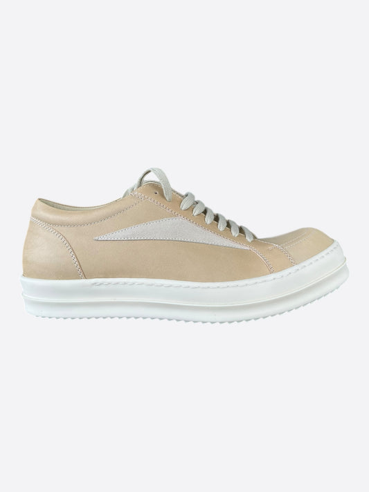 Rick Owens Beige Leather Vintage Low Top Sneakers