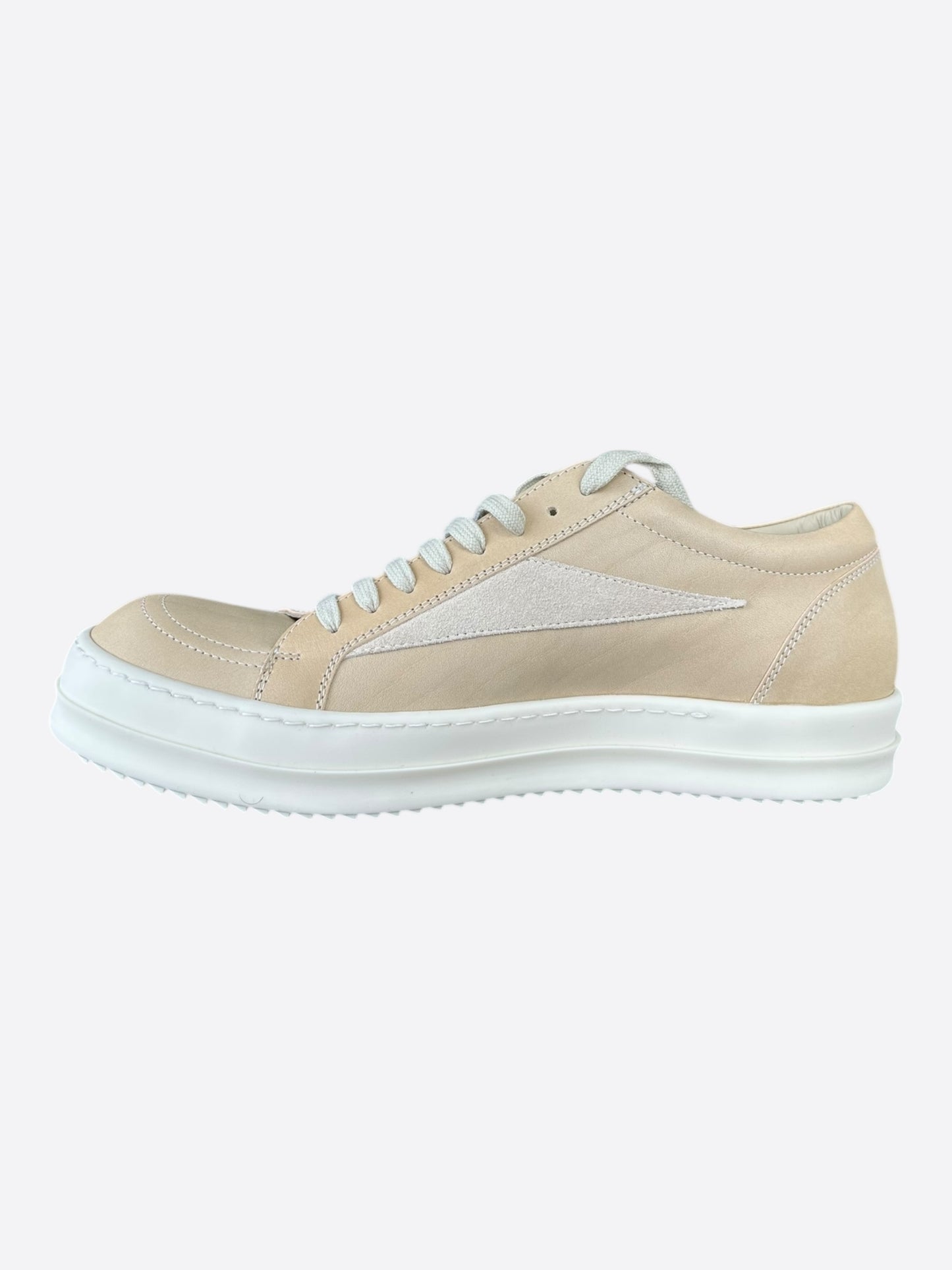 Rick Owens Beige Leather Vintage Low Top Sneakers