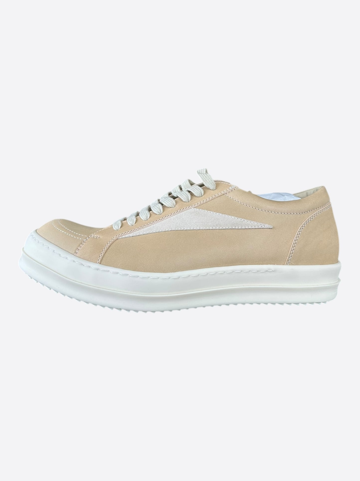 Rick Owens Beige Leather Vintage Low Top Sneakers