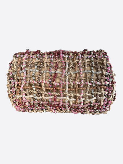 Chanel Multicolor Woven Dubai Pom Pom Medium Flap Bag