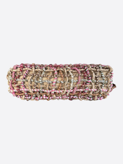 Chanel Multicolor Woven Dubai Pom Pom Medium Flap Bag